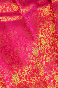 Royal Pink Kanchipuram Silk Saree with Elegant Blue Border