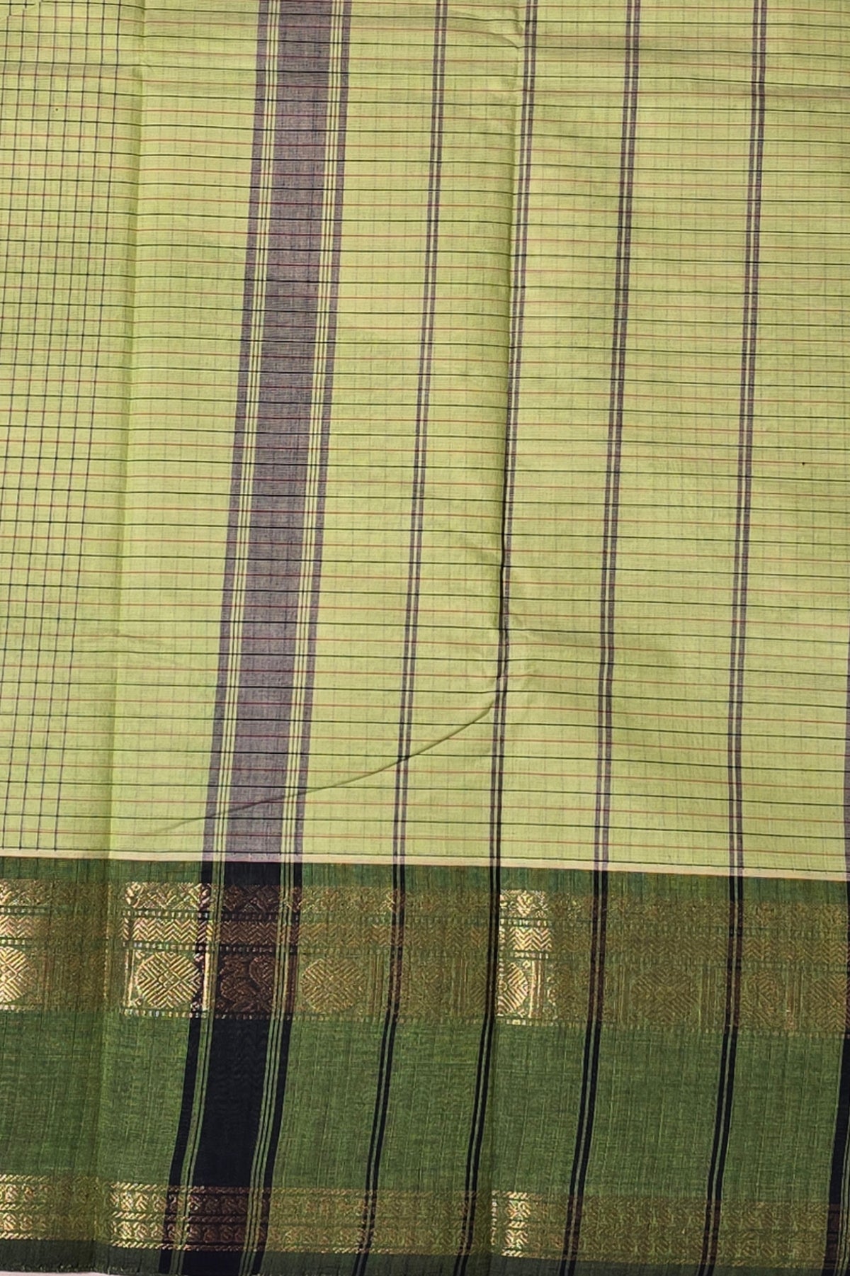 Elegant Light Green Cotton Saree with Dark Green Border