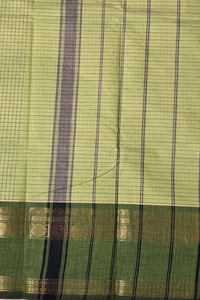 Elegant Light Green Cotton Saree with Dark Green Border