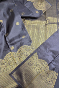 Taupe Grey Kanchipuram Silk Saree with Timeless Elegance