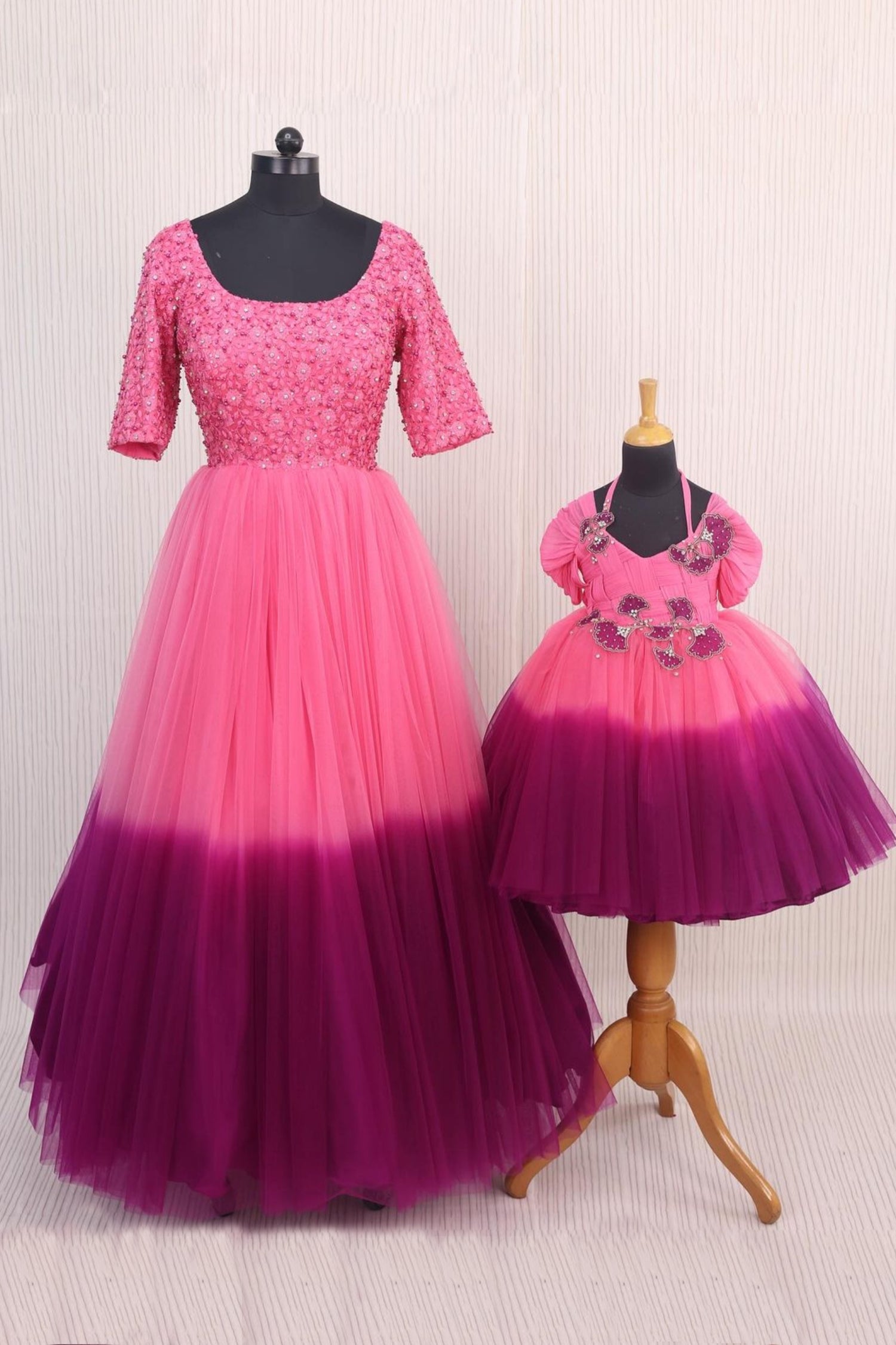 Blissful Harmony – Mom & Daughter Combo in Pink and Purple