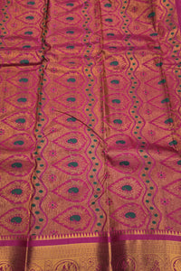 Dark Green with Pink Semi Kanchi Saree