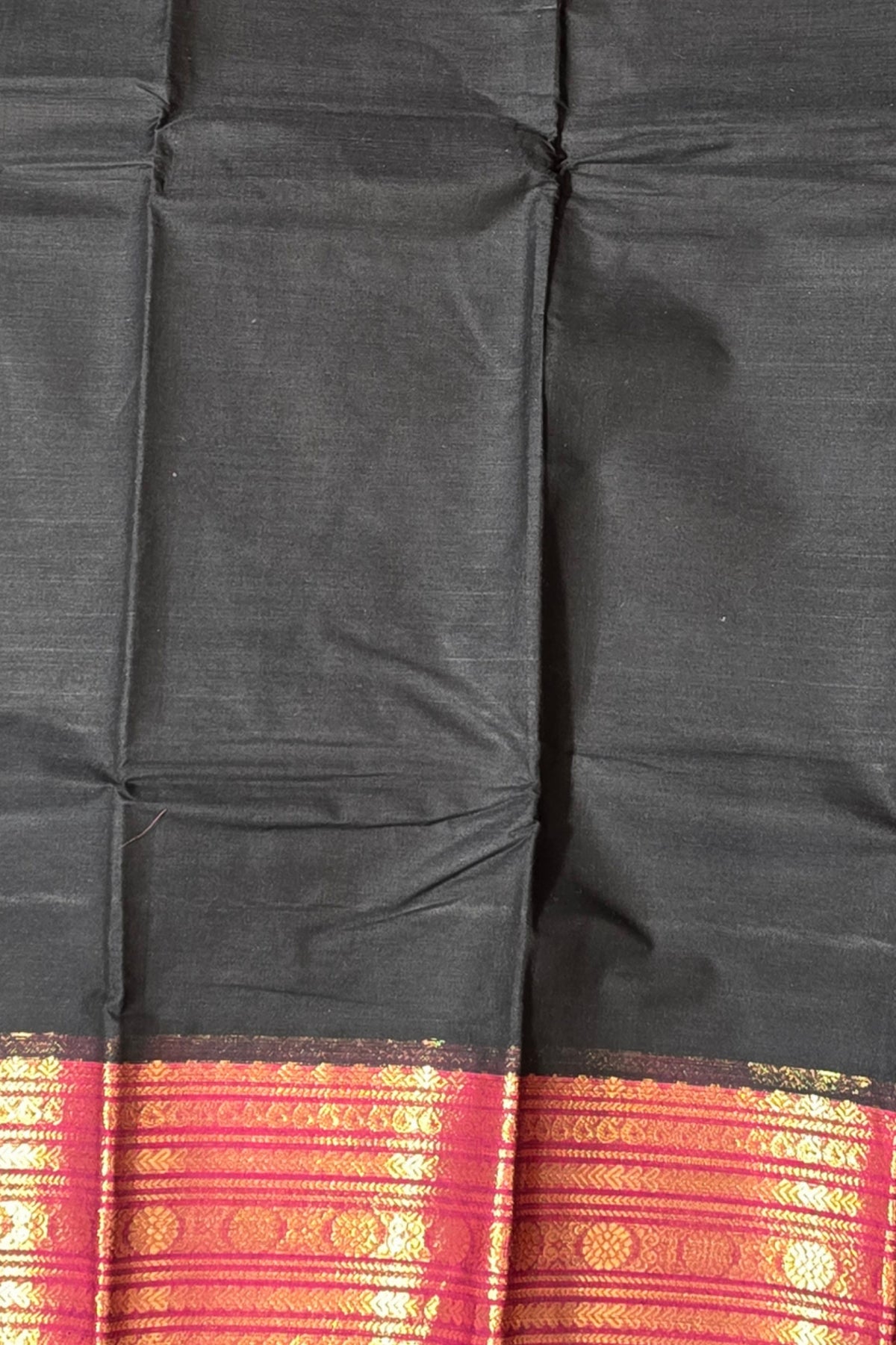 Elegant Black Cotton Saree with Pansy Purple Border
