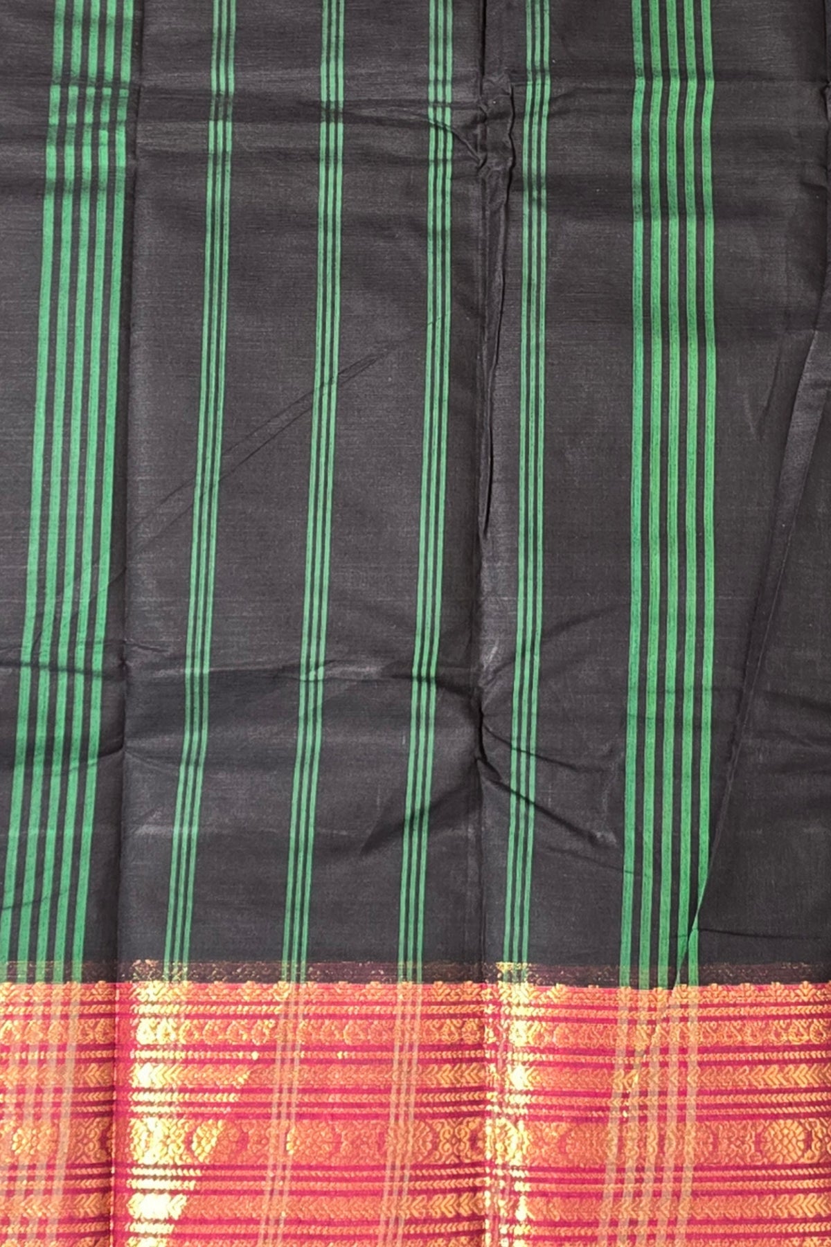 Elegant Black Cotton Saree with Pansy Purple Border