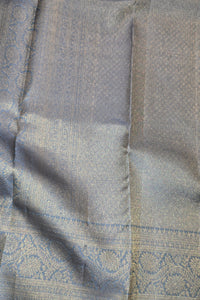 Royal Slate Grey Kanchipuram Silk Saree with Elegant Border