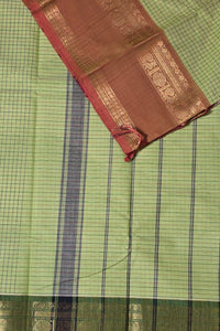 Elegant Light Green Cotton Saree with Dark Green Border