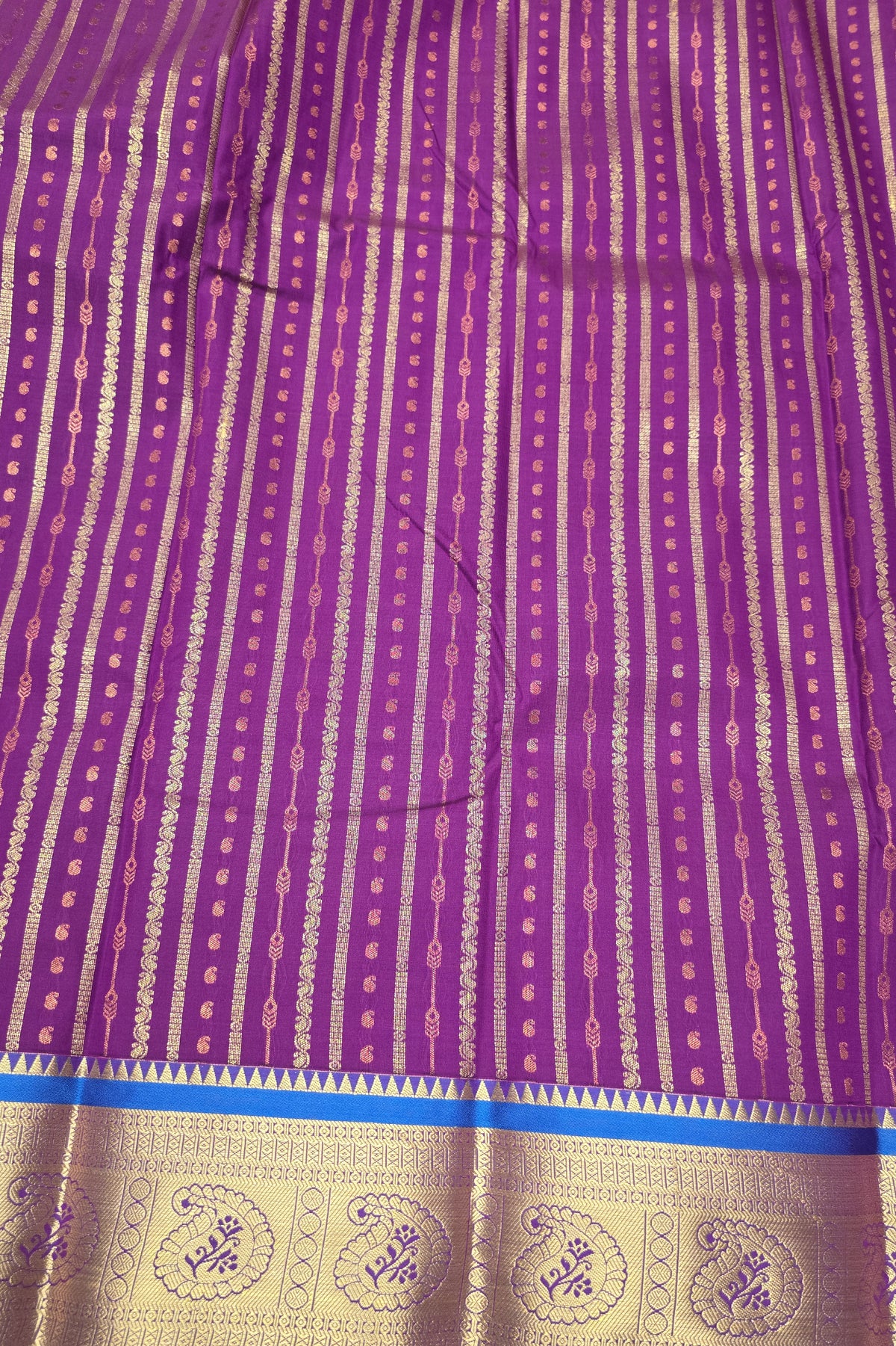 Dark Purple With Blue Semi Kanchi Silk Saree