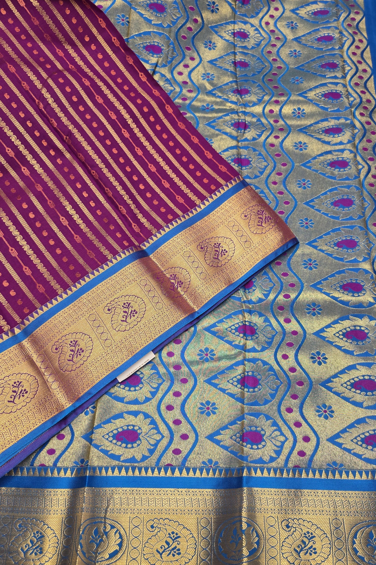 Dark Purple With Blue Semi Kanchi Silk Saree