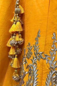 Radiant Yellow Lehenga with Exquisite Peacock Skirt Embroidery