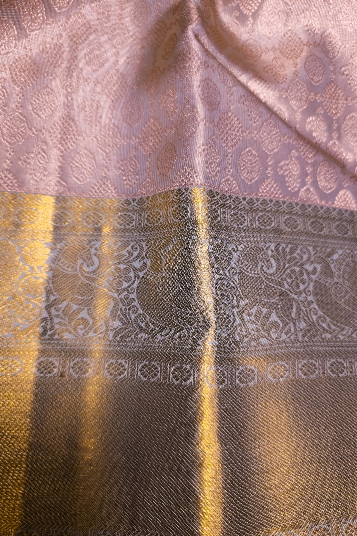 Lavender Pink Banarasi Silk Saree with Intricate Silver Zari