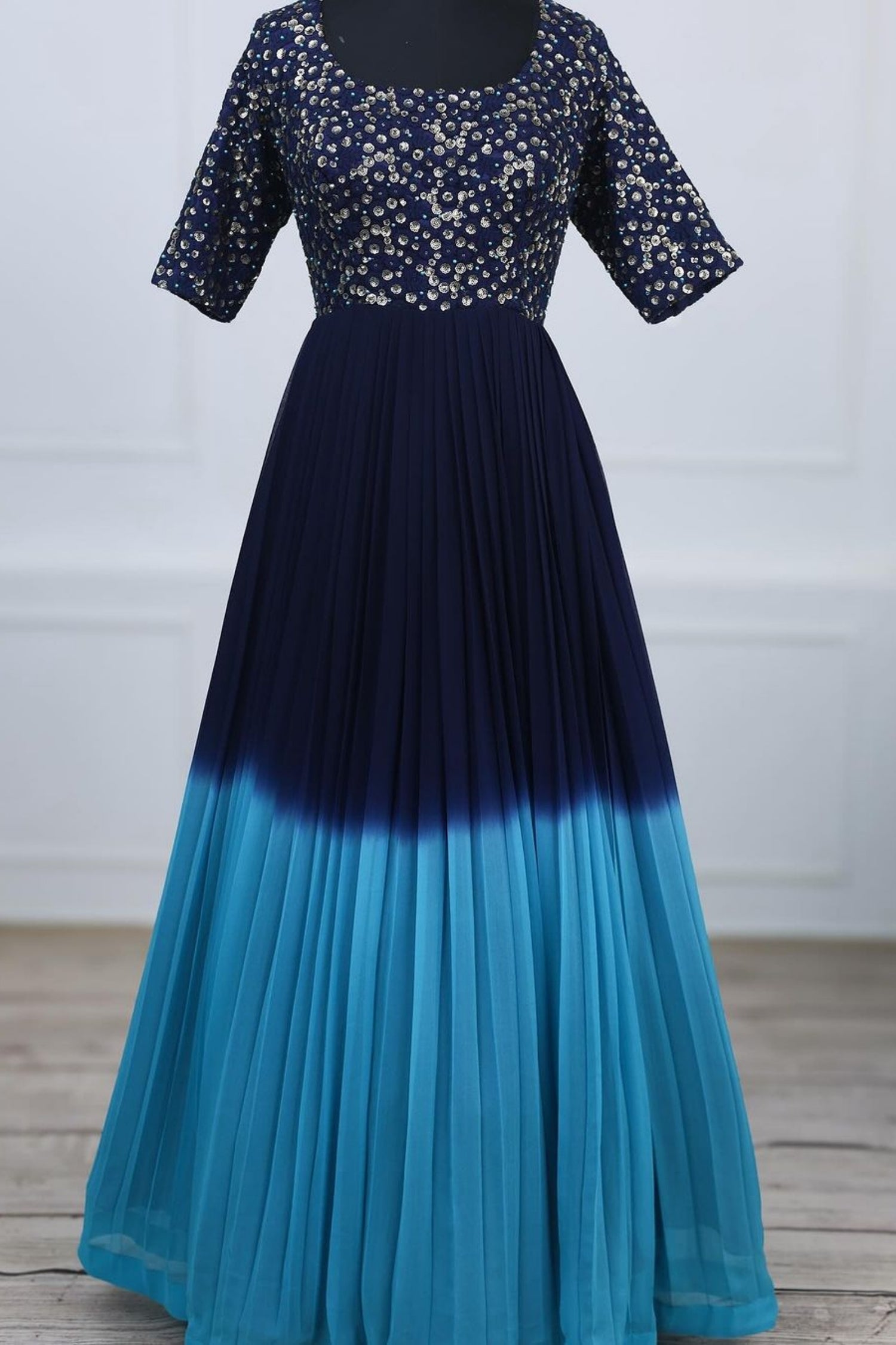 Grace in Harmony – Mom & Daughter Combo in Navy Blue and Light Blue