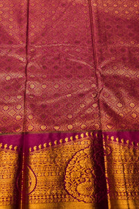 Elegant Sky Blue Semi Kanchi Silk Saree with Pink Border