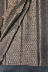 Stylish Grey Semi Silk Saree with Zigzag Pattern