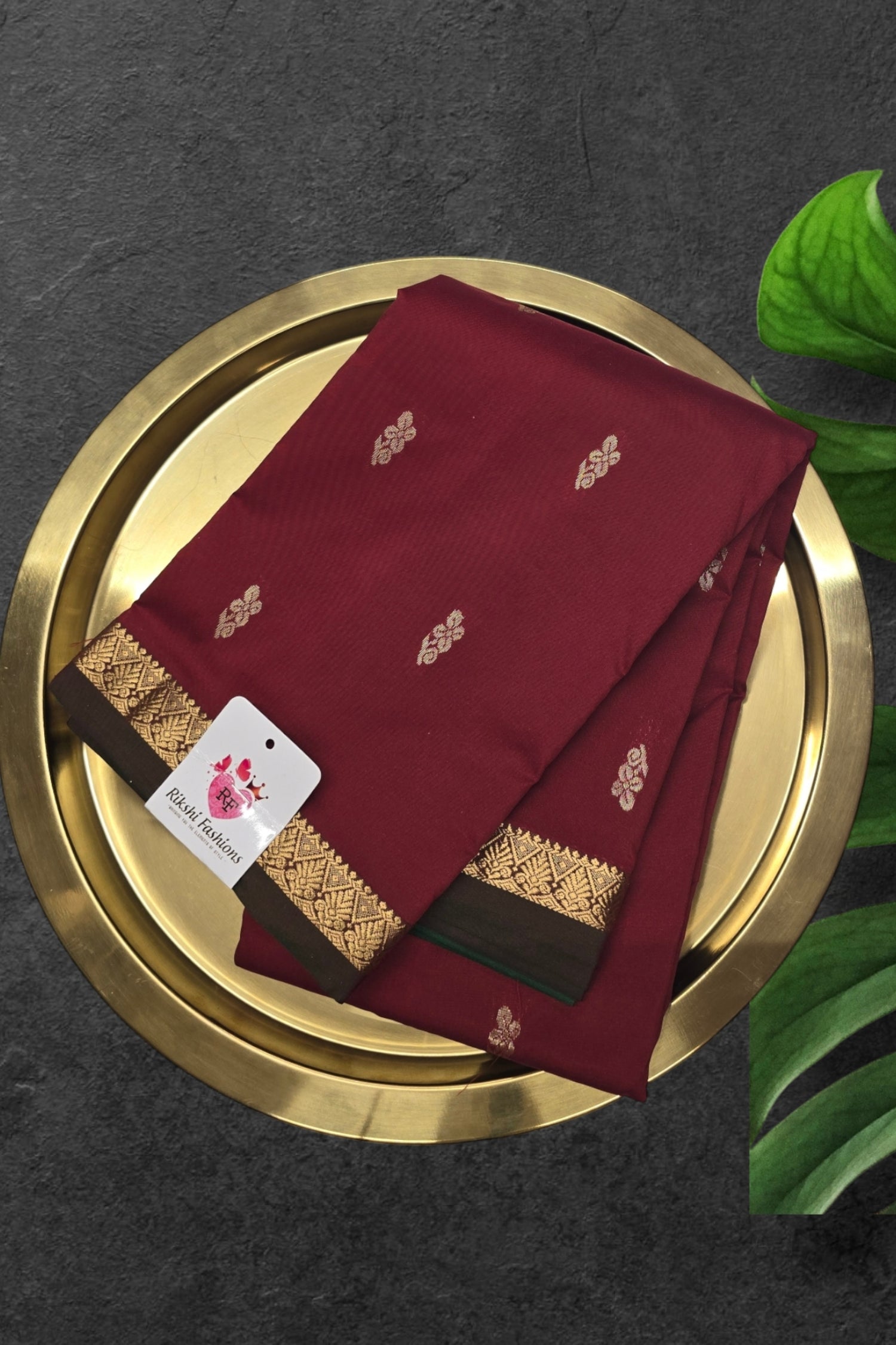 Maroon and Bottle Green Semi Kanchi Slik Saree