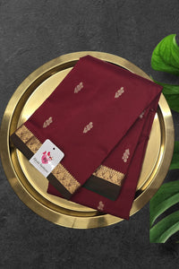 Maroon and Bottle Green Semi Kanchi Slik Saree