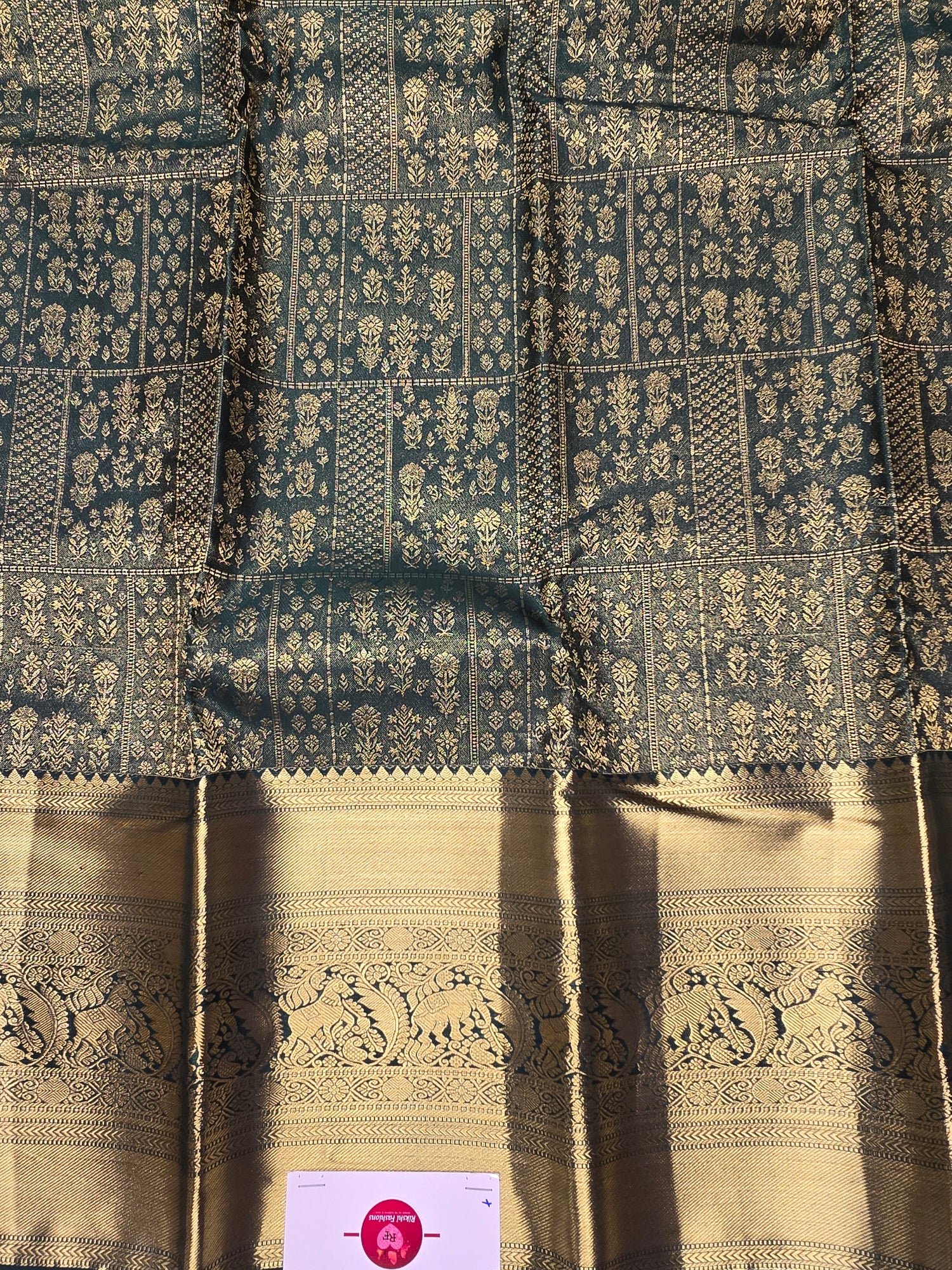 Dark Green Kanjipuram Saree