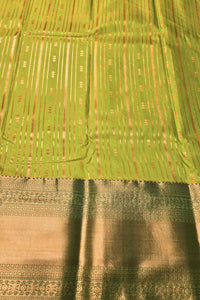 Graceful Light Green Semi Kanjipuram Silk Saree with Dark Green Border