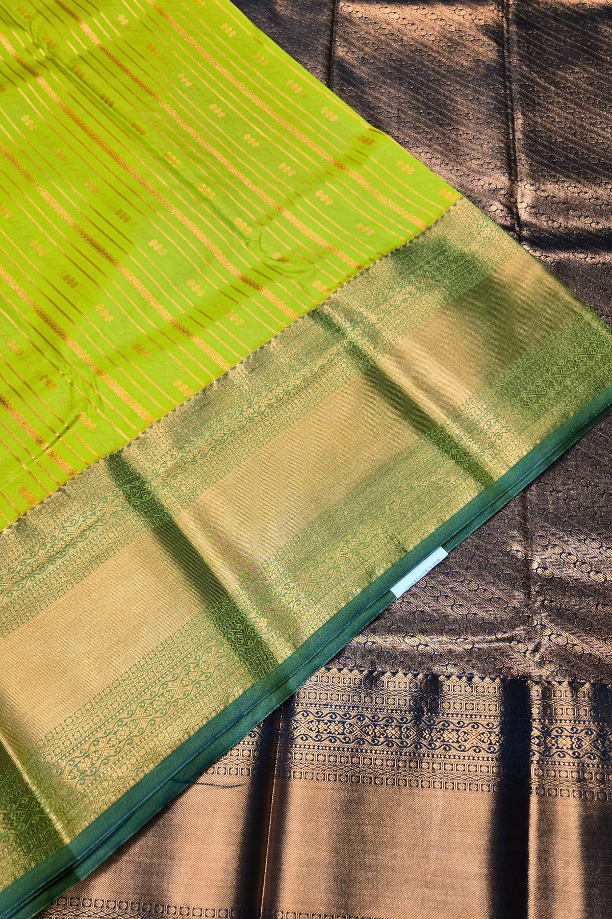 Graceful Light Green Semi Kanjipuram Silk Saree with Dark Green Border