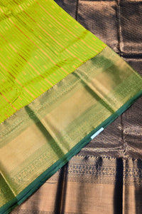 Graceful Light Green Semi Kanjipuram Silk Saree with Dark Green Border