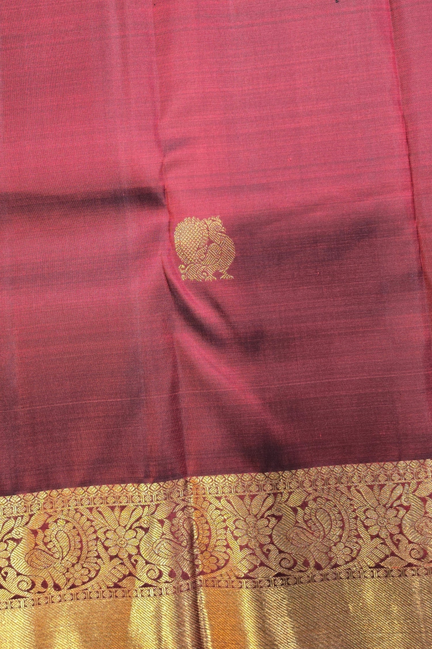 Maroon Kanchipuram Silk Saree with Elegant Gold Border