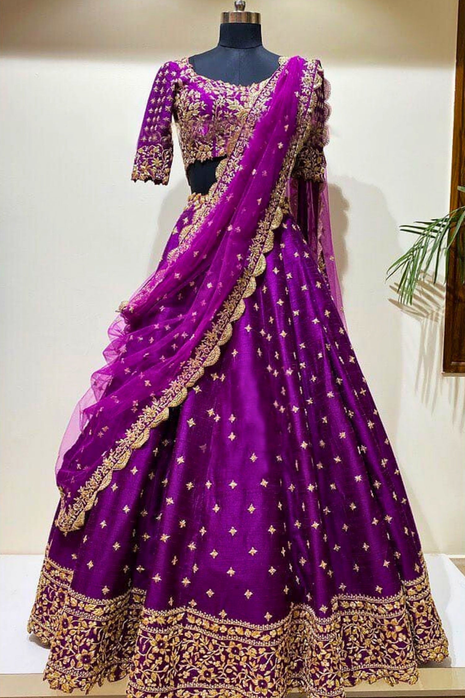 Royal Purple Lehenga with Gold Zari Design