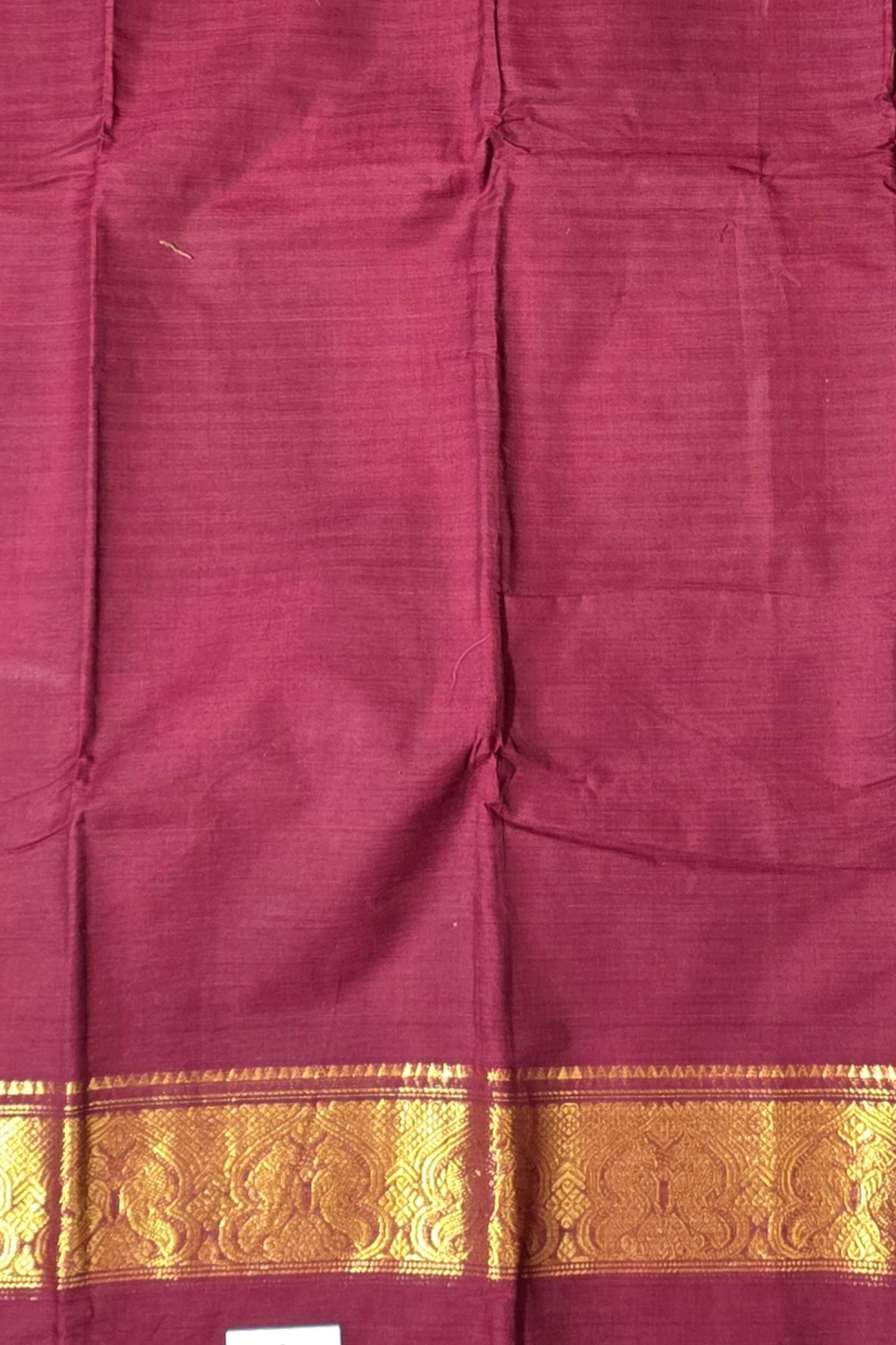Rich Dark Maroon Cotton Saree with Gold Border