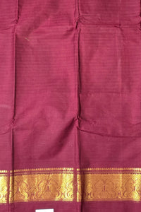 Rich Dark Maroon Cotton Saree with Gold Border