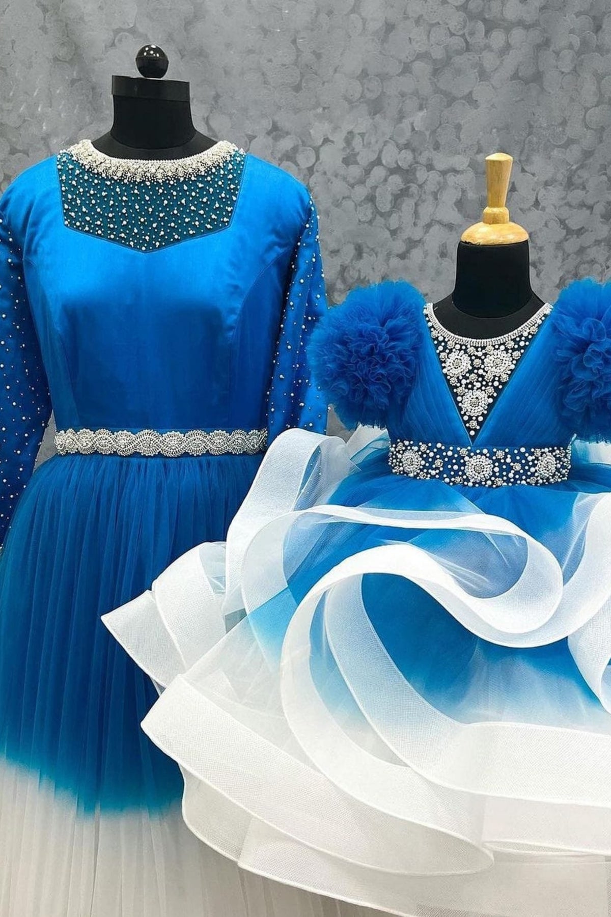 Regal Bond – Mom & Daughter Combo in Royal Blue