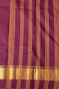 Rich Dark Maroon Cotton Saree with Gold Border