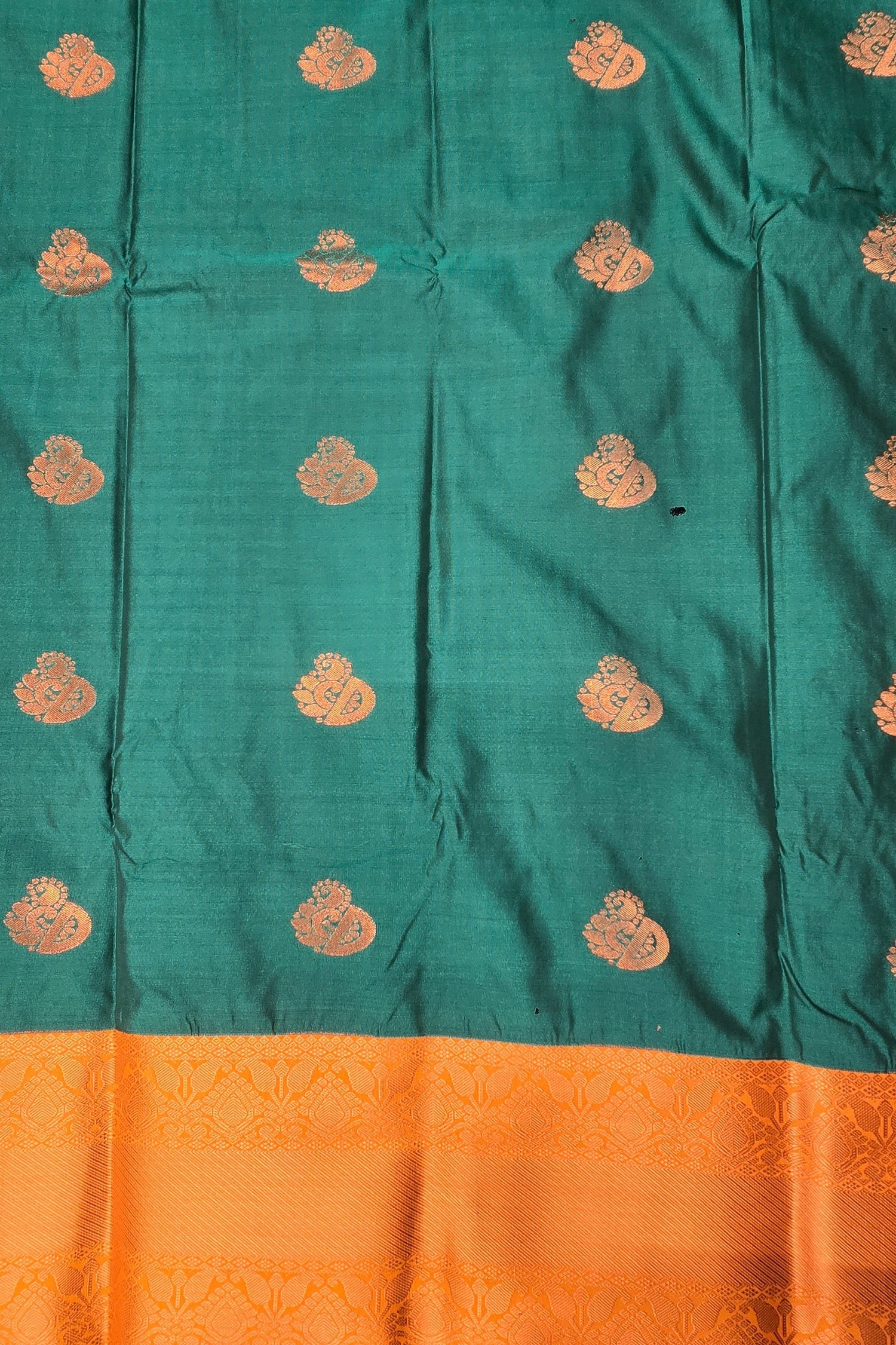 Elegant Teal Blue Semi Silk Saree with Gold Border