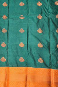 Elegant Teal Blue Semi Silk Saree with Gold Border
