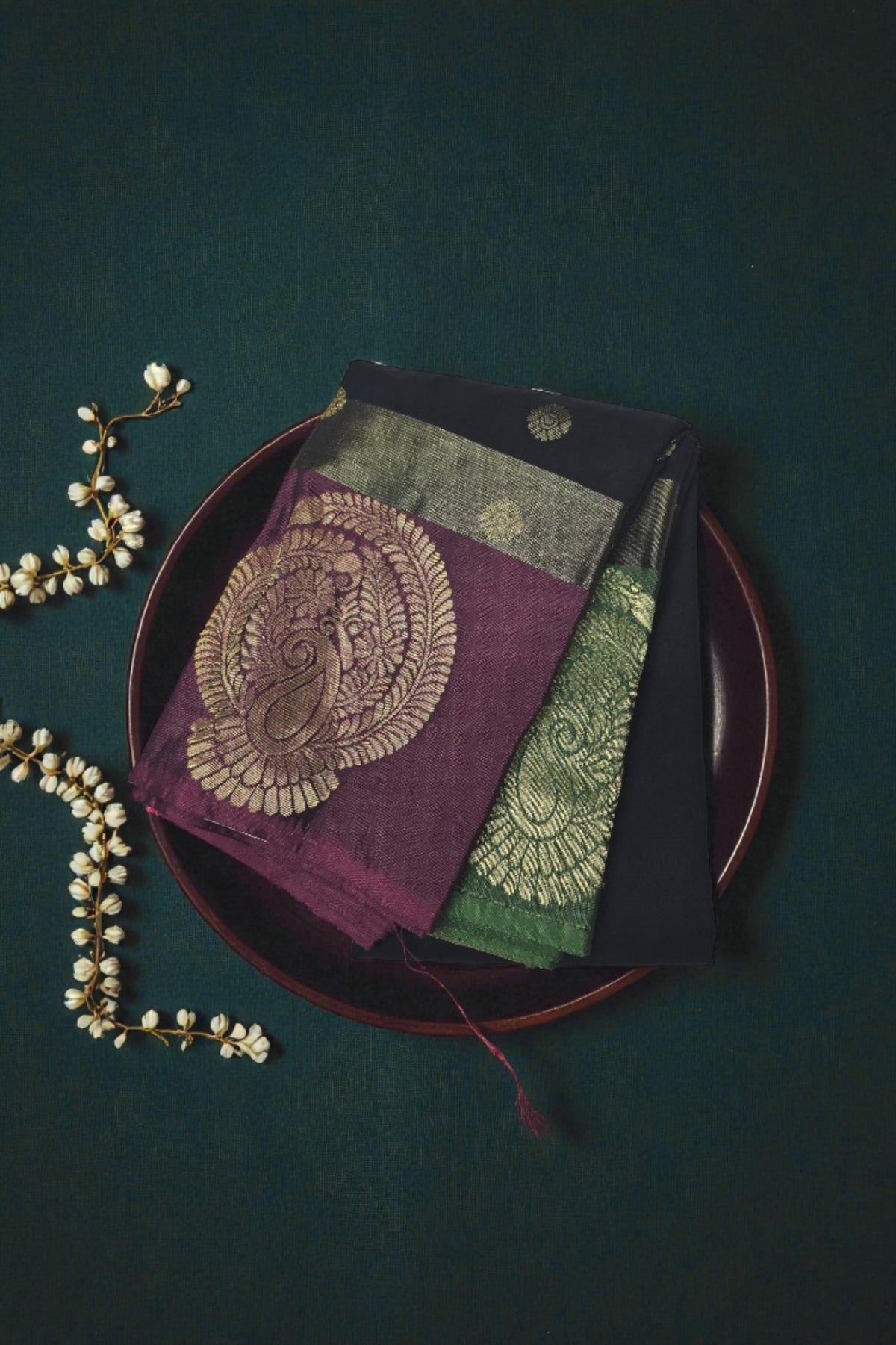 Exquisite Dark Green Semi Silk Saree with Pink Accents