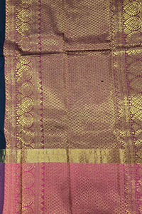Exquisite Dark Green Semi Silk Saree with Pink Accents