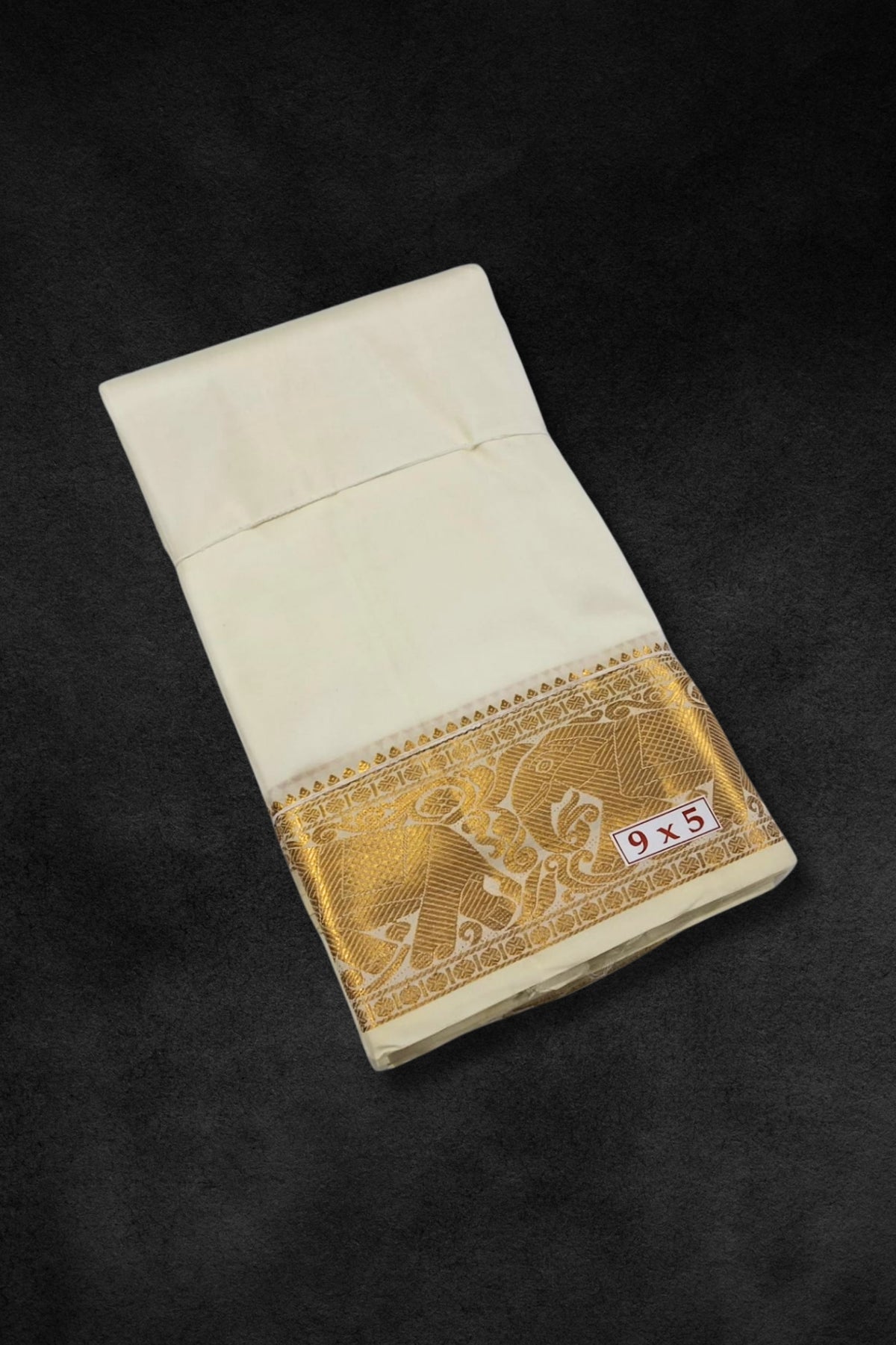 Graceful Temple Wear Vesti – White & Gold Zari Edge