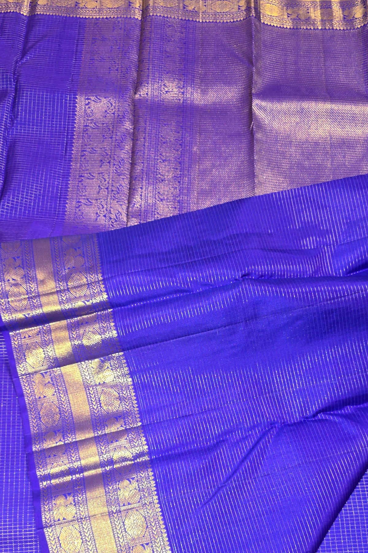 Royal Blue Kanchipuram Silk Saree with Rich Gold Border