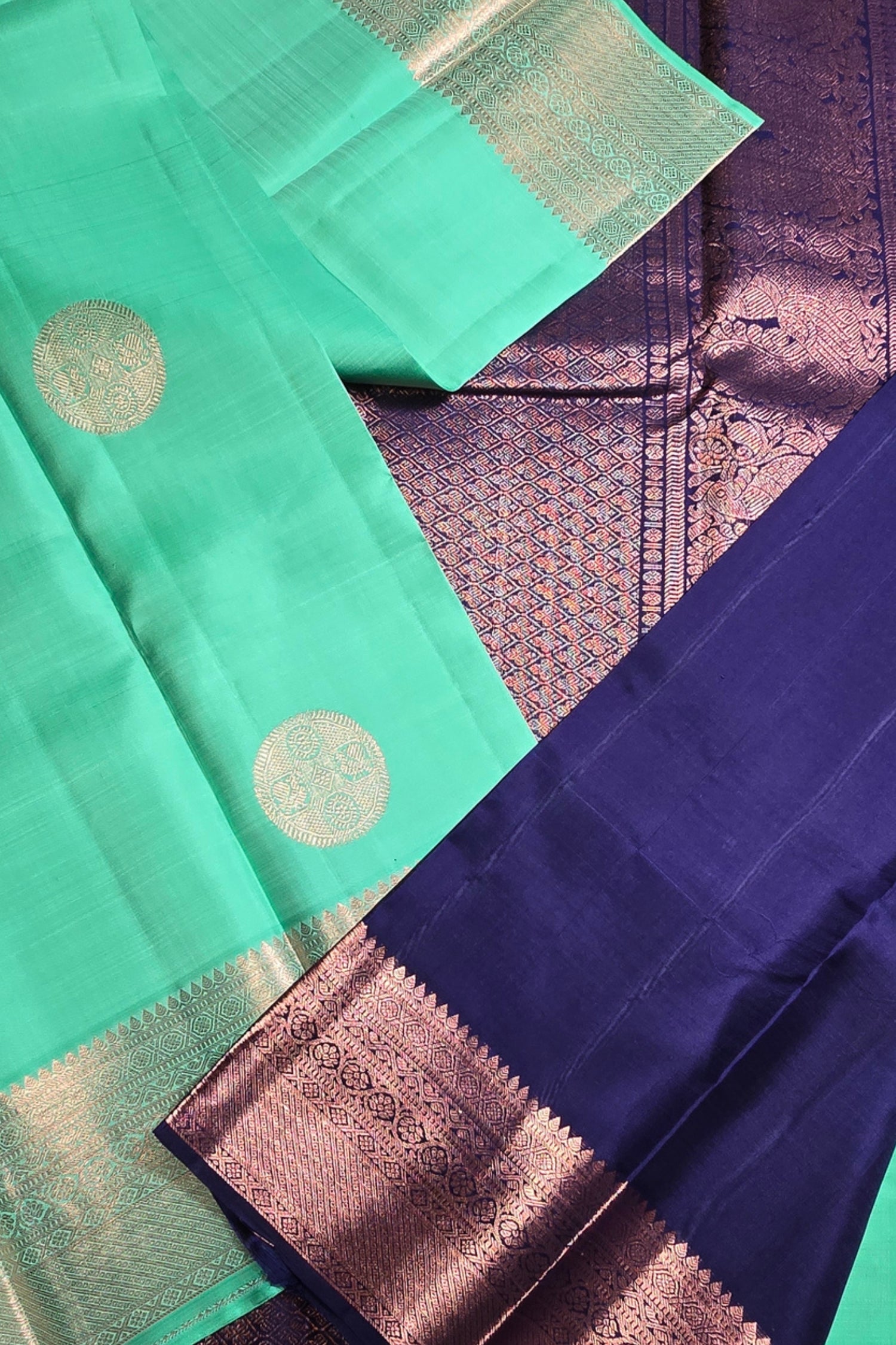 Elegant Pearl Aqua Kanchipuram Silk Saree with Timeless Sophistication