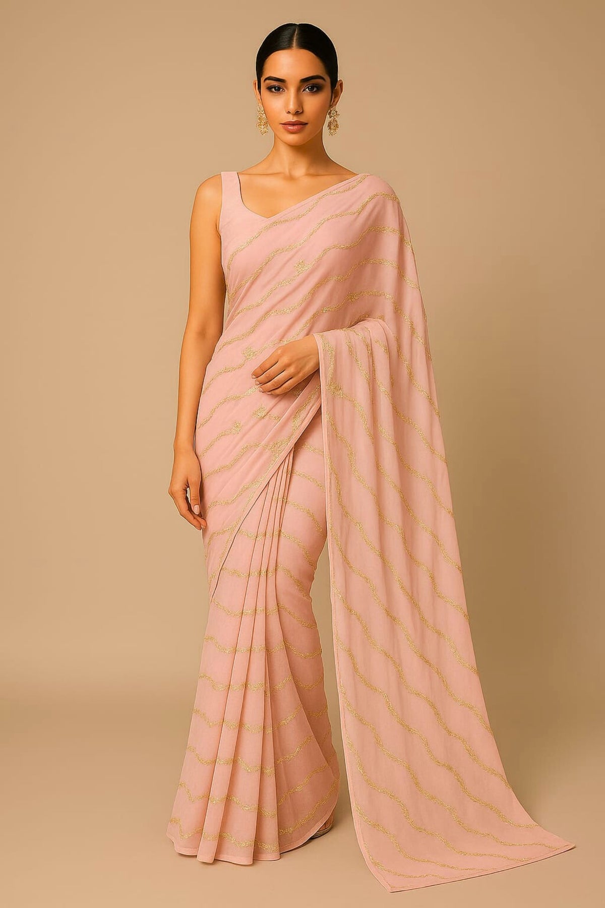 Elegant Pink Sequin Saree – Limited Edition