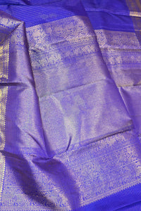 Royal Blue Kanchipuram Silk Saree with Rich Gold Border