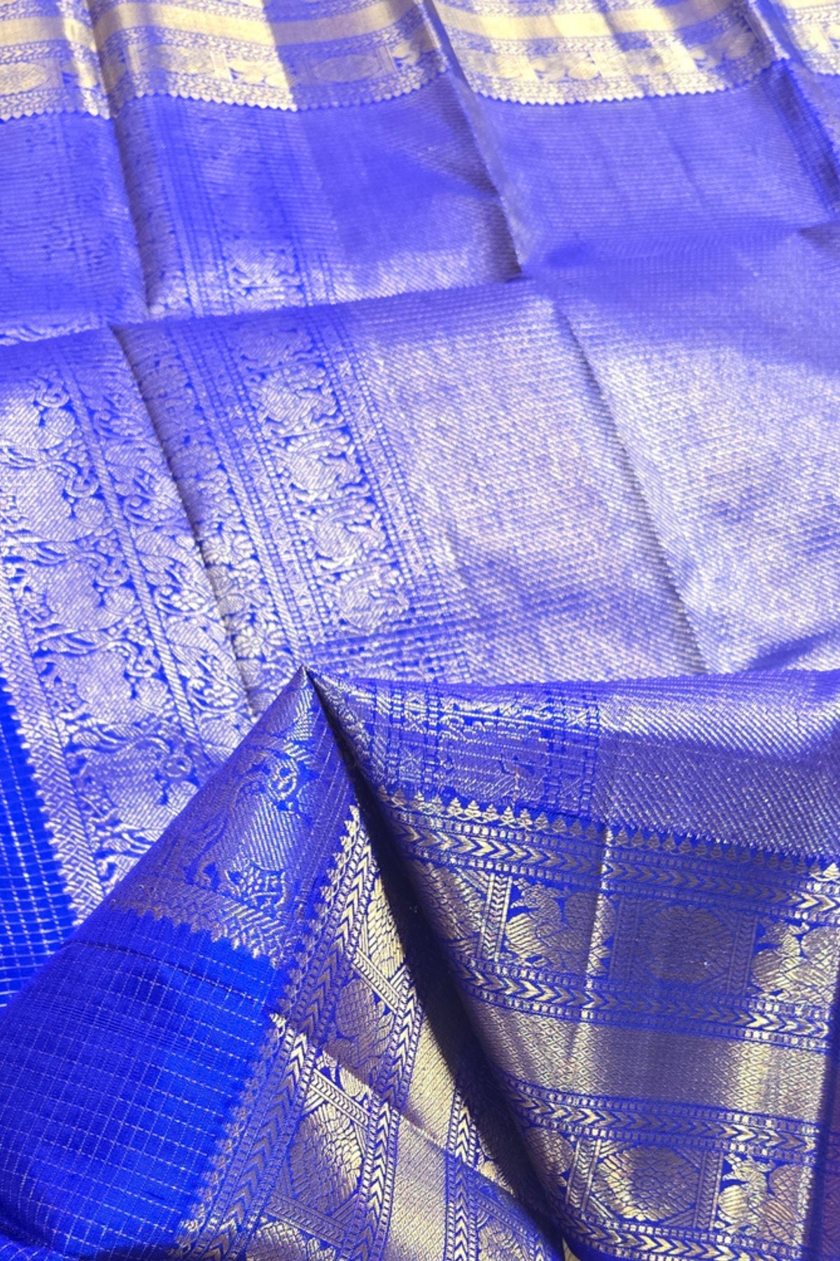 Royal Blue Kanchipuram Silk Saree with Rich Gold Border