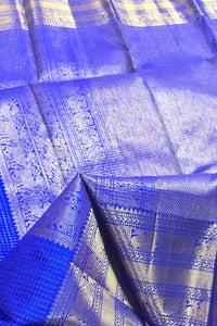 Royal Blue Kanchipuram Silk Saree with Rich Gold Border