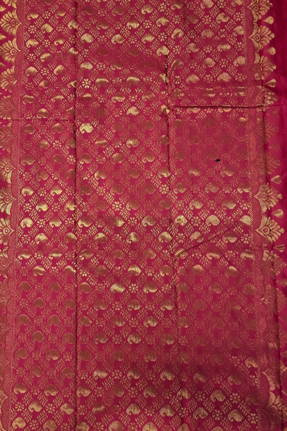 Vibrant Bright Pink Semi Silk Saree