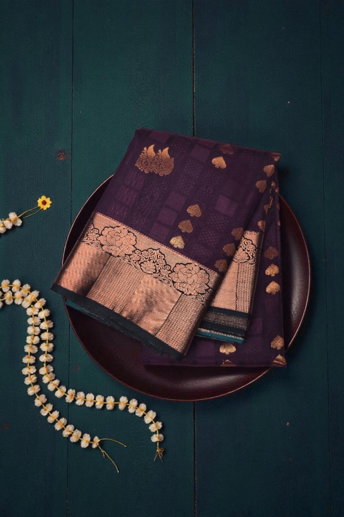 Regal Purple Semi Silk Saree with Sky Blue Pallu