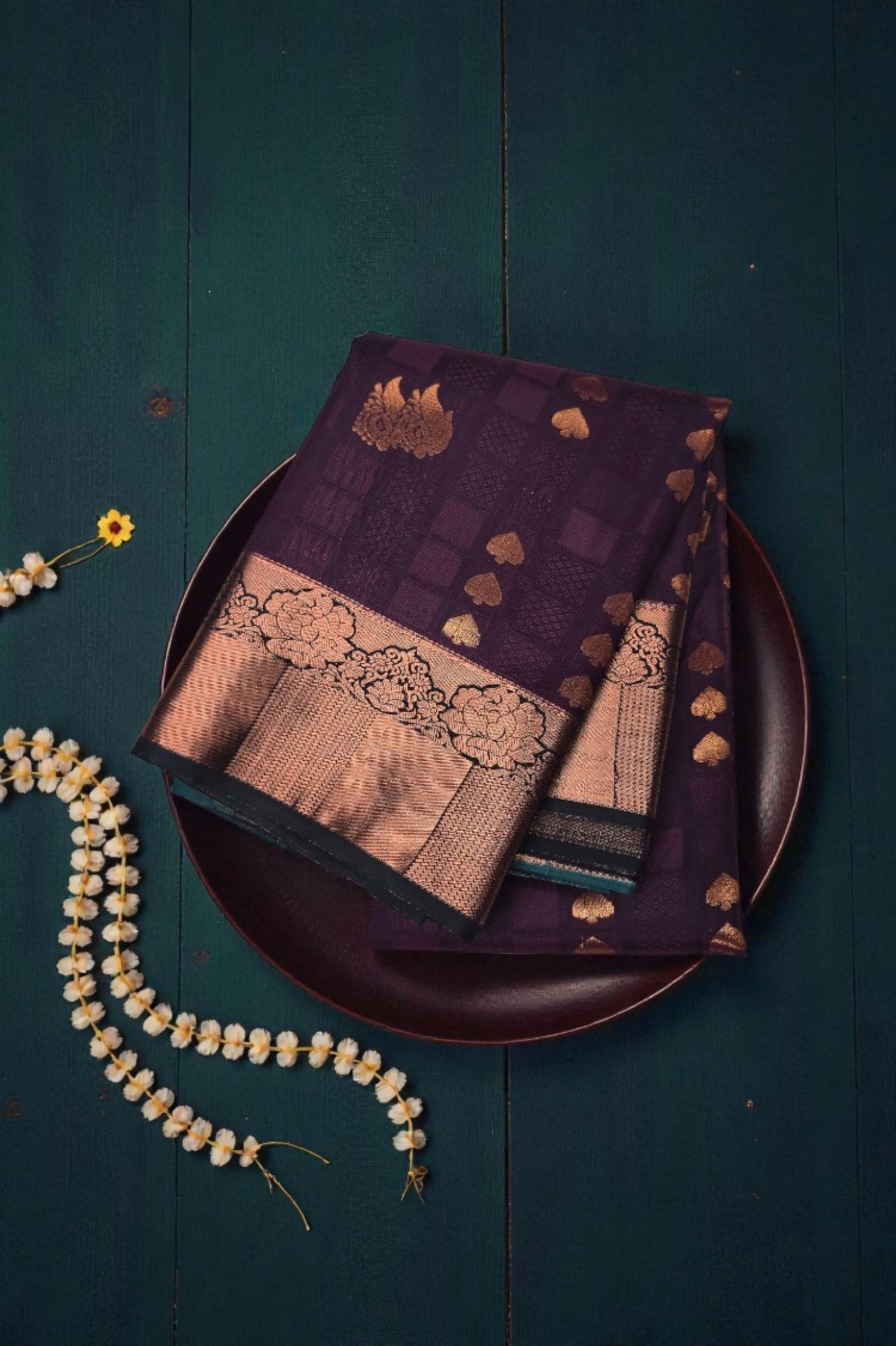 Regal Purple Semi Silk Saree with Sky Blue Pallu