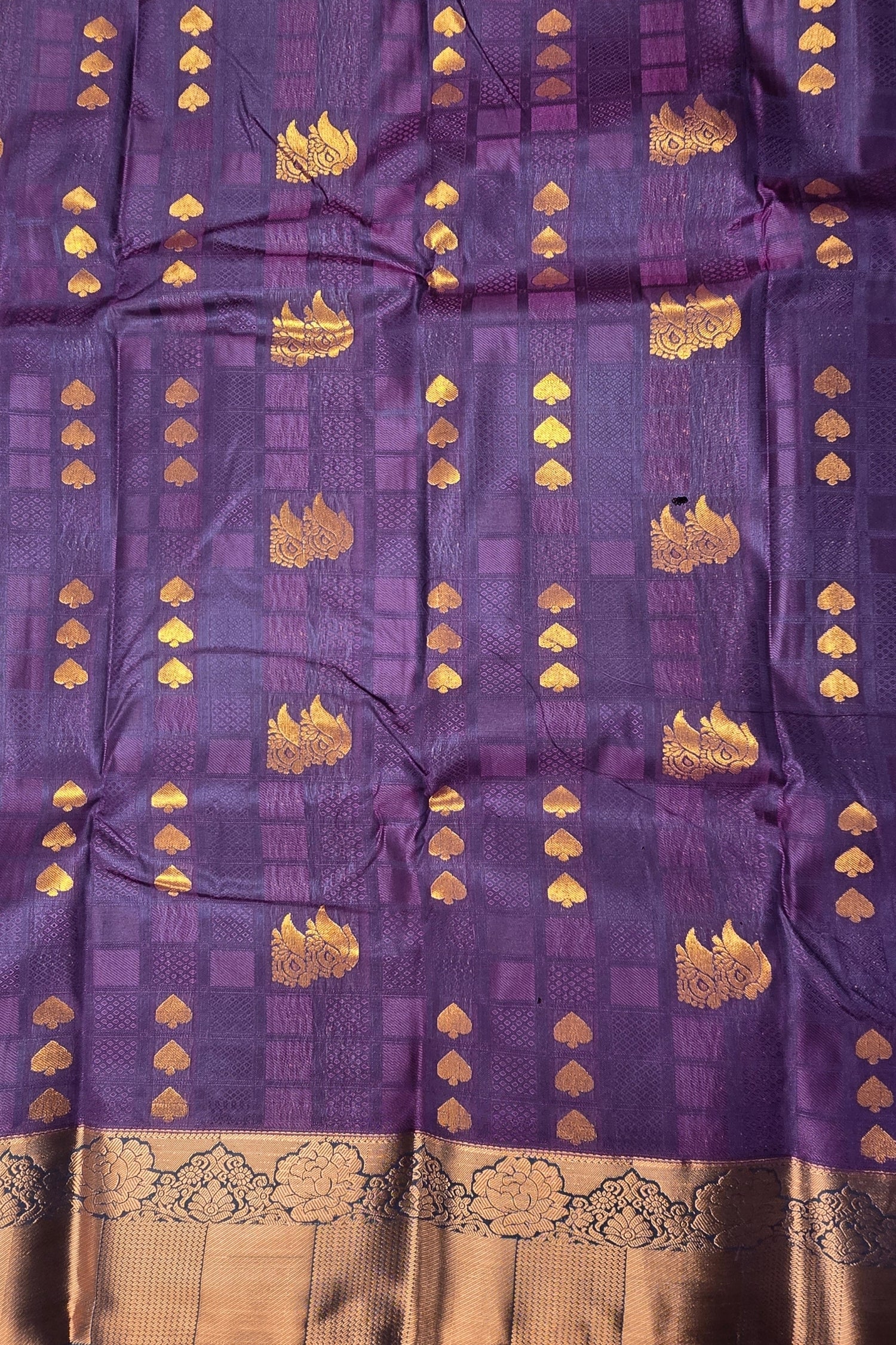 Regal Purple Semi Silk Saree with Sky Blue Pallu