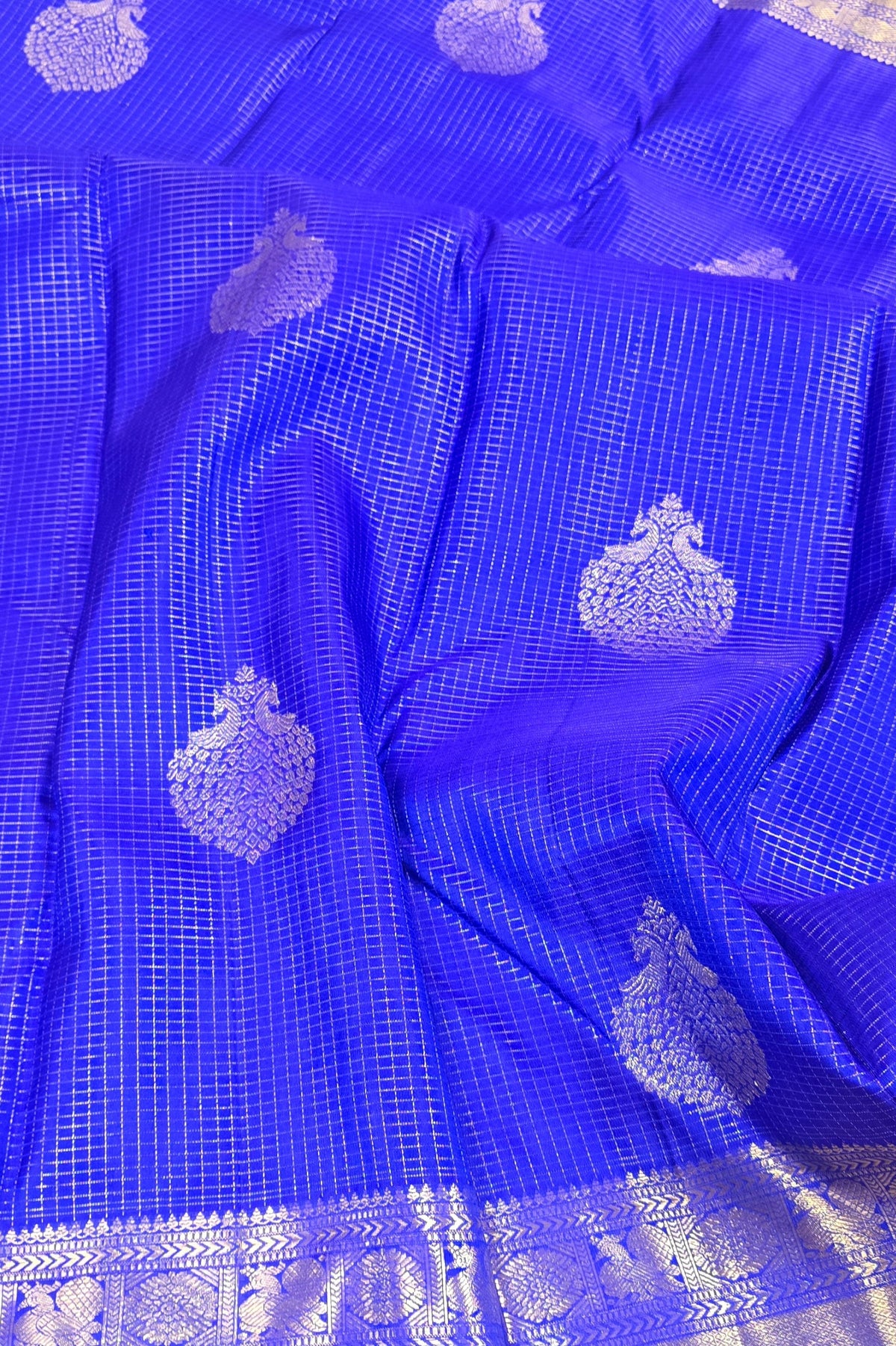 Royal Blue Kanchipuram Silk Saree with Rich Gold Border