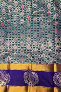 Charming Patrick Blue Semi Silk Saree with Full Floral Print