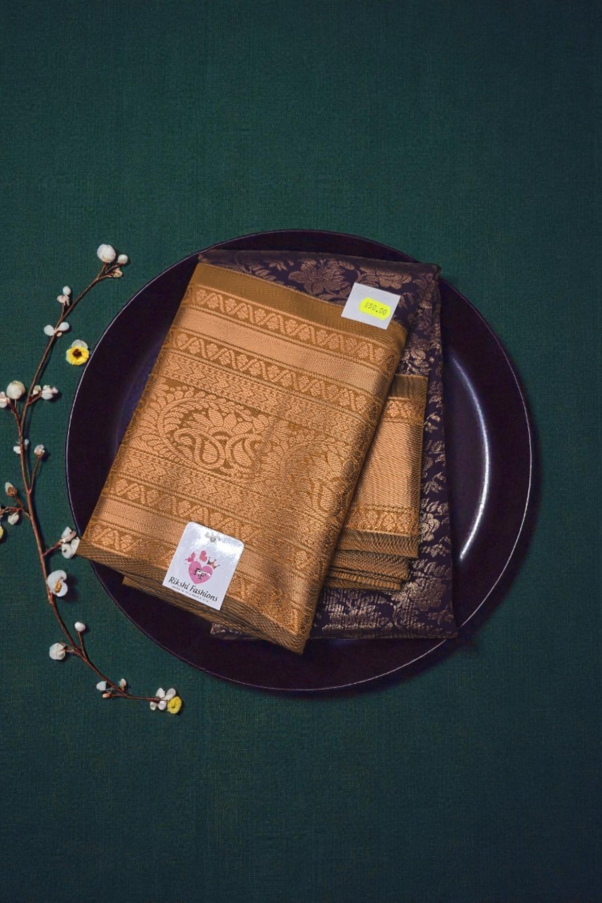 Majestic Blue Semi Silk Saree with Lustrous Gold Border