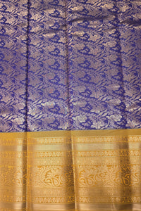 Majestic Blue Semi Silk Saree with Lustrous Gold Border