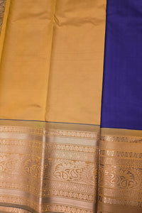 Majestic Blue Semi Silk Saree with Lustrous Gold Border