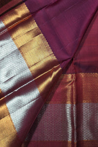 Rich Maroon Kanchipuram Silk Saree with Dual Color Border